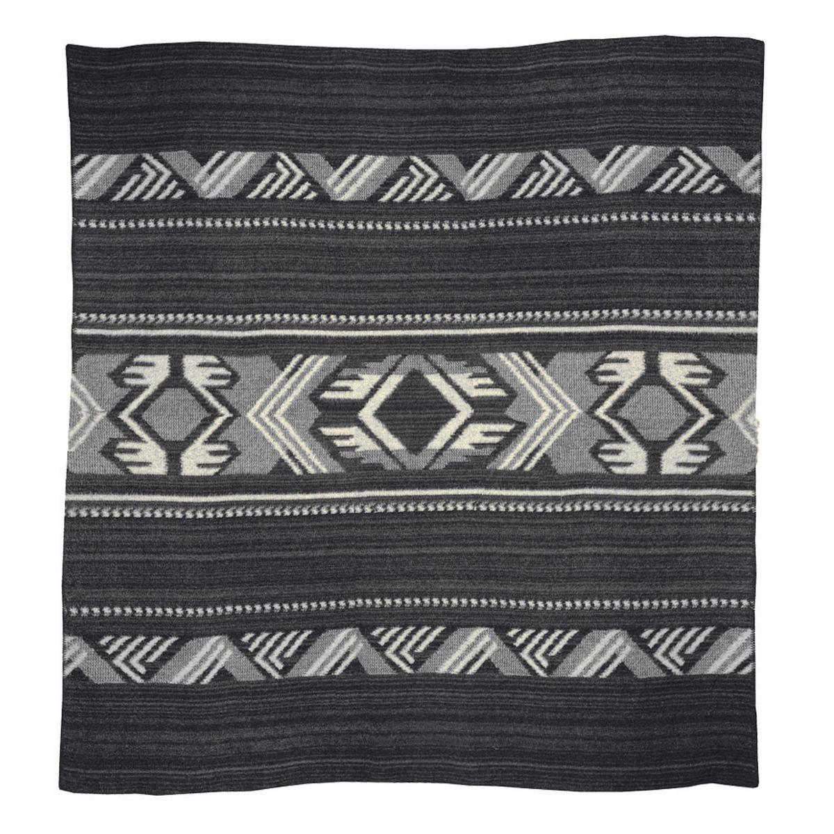 WOLLDECKE Mochica Schwarz reversibel 200x220 Merino Wolle - Schwarz, Textil (200/220cm) - Malagoon