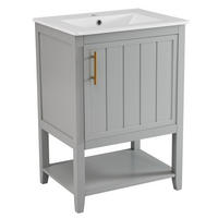 BADEZIMMERSCHRANK 61x47x87cm in Grau, wasserdicht & rutschfest - Grau, Holzwerkstoff (61/87/47cm) - Modfu