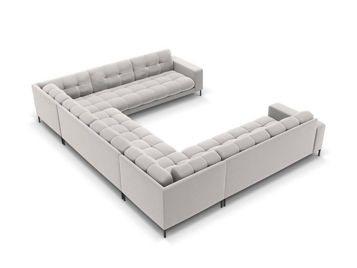 PANORAMASOFA Mamaia aus Samt silber 9 Sitzplätze - Silberfarben, Textil (256/75/337cm) - Micadoni