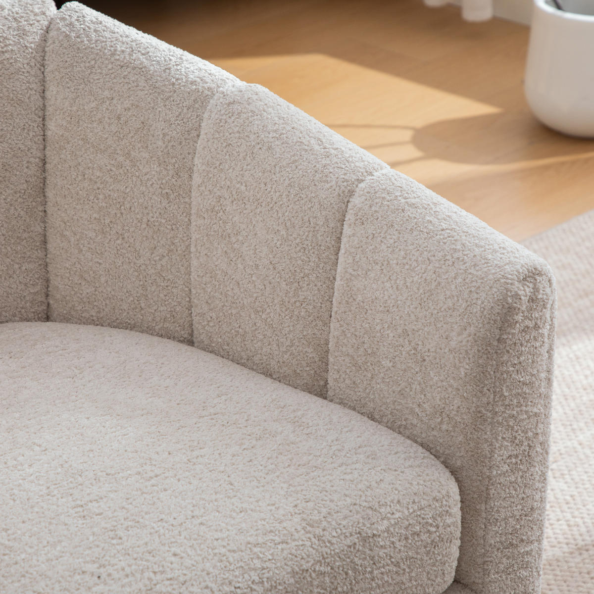 SESSEL 360° drehbar mit Chenille-Bezug, DE-42366, Beige - Beige, Metall (73/75.5/81cm) - ComfortXL