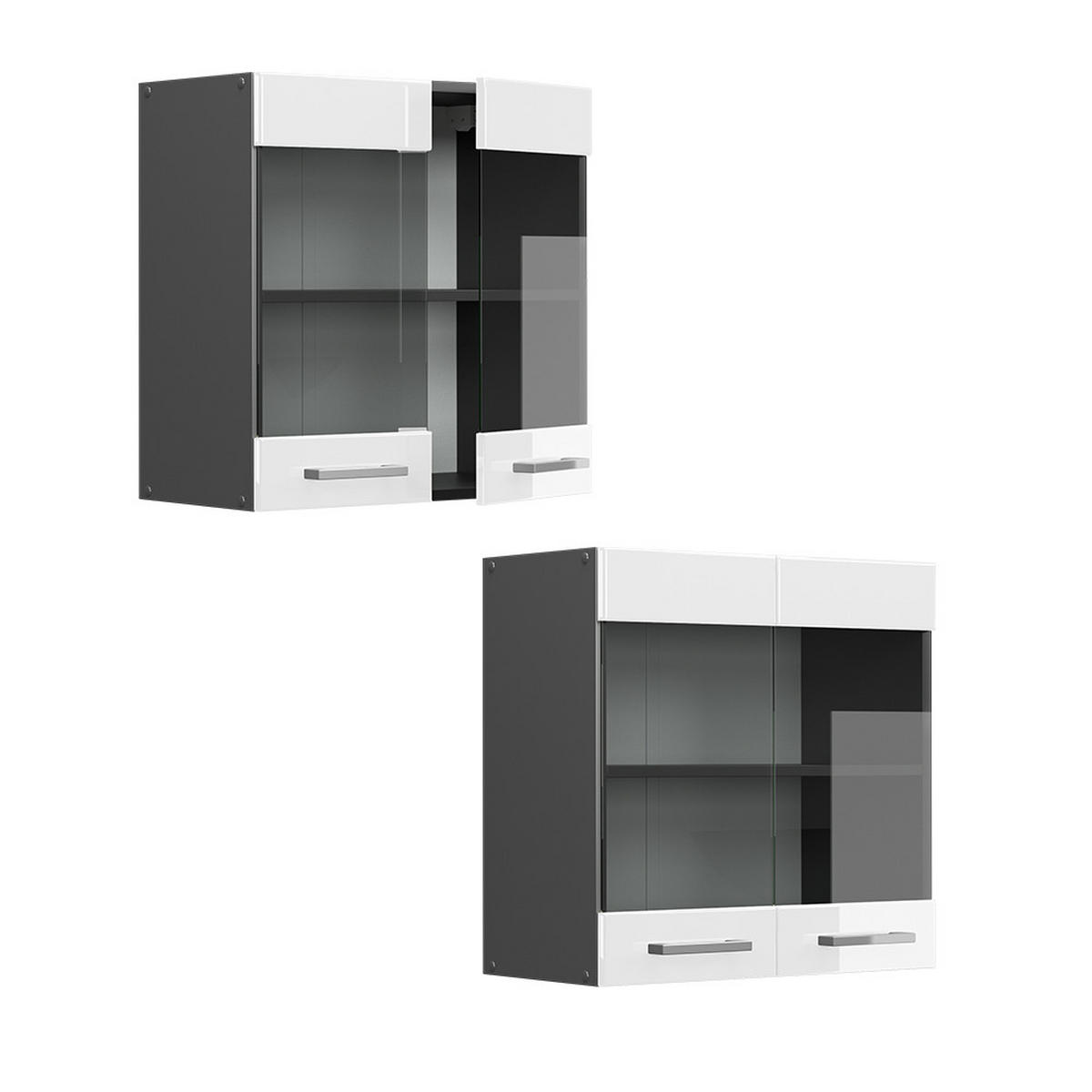 KÜCHENGLASSCHRANK R-Line Weiß Hochglanz 60 cm - Weiß Hochglanz/Anthrazit, Holzwerkstoff (60/60/31cm) - Vicco