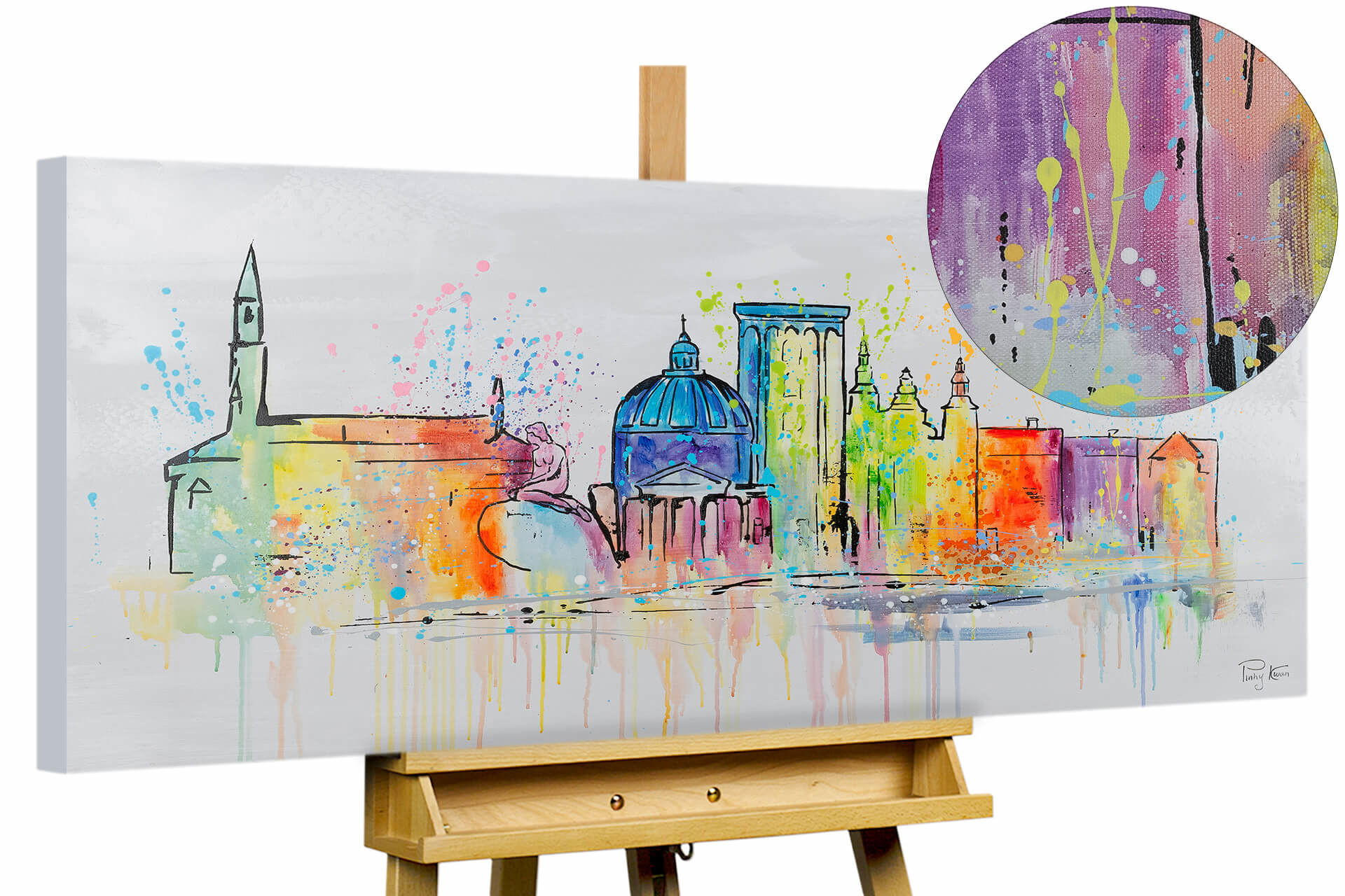 ACRYLBILD HANDGEMALT 120/60 cm - Multicolor/Grau, Holz/Textil (1.7/60cm) - KUNSTLOFT