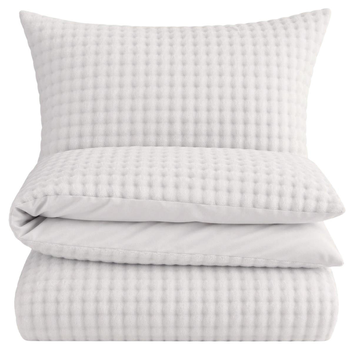WINTER-BETTWÄSCHE 135x200 mit 3D Bubble - Warme Plüsch Kuschelbettwäsche aus Mikrofaser - Wollweiß - Weiß, Textil (135/200cm) - Carpe Sonno
