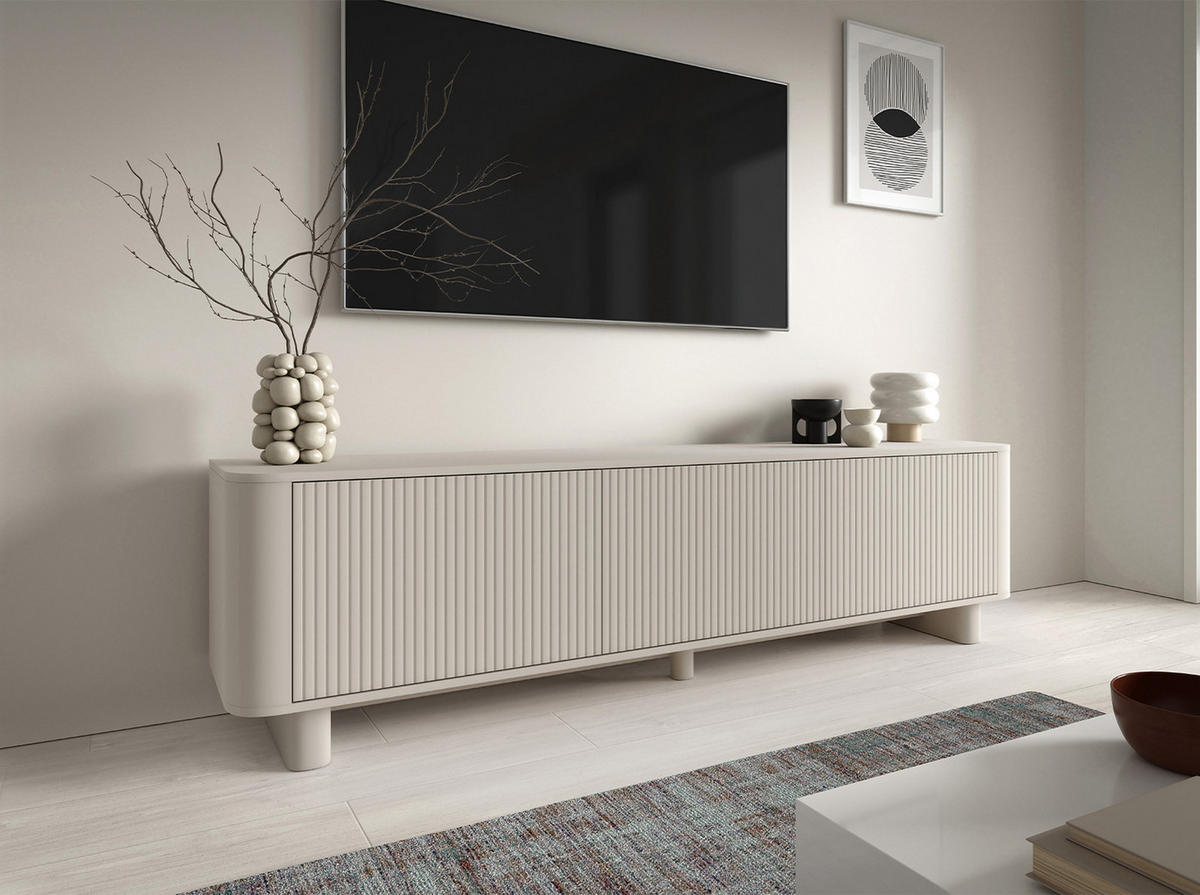 TV-SCHRANK Hängende RTV Kommode 200 cm Misterio mit Lamellen Cashmire - Beige/Creme, Holzwerkstoff (200/42/40cm) - Jerpax