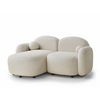 ECKSOFA Bahama Creme Webstoff - Links Seite - Creme/Schwarz, Holz/Holzwerkstoff (146/190cm) - Maison de Reve