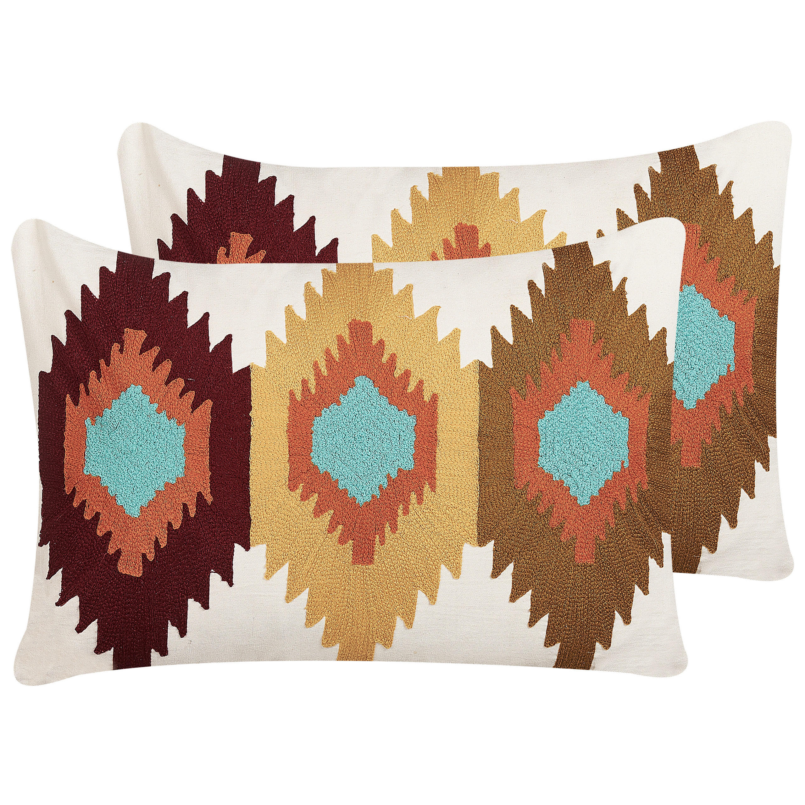 DEKOKISSEN 2er-Set Bunt 40/60 cm Danapur - Multicolor, Naturmaterialen/Textil (40/60cm) - Beliani