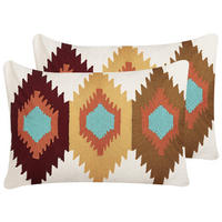 DEKOKISSEN 2er-Set Bunt 40/60 cm Danapur - Multicolor, Naturmaterialien/Textil (40/60cm) - Beliani