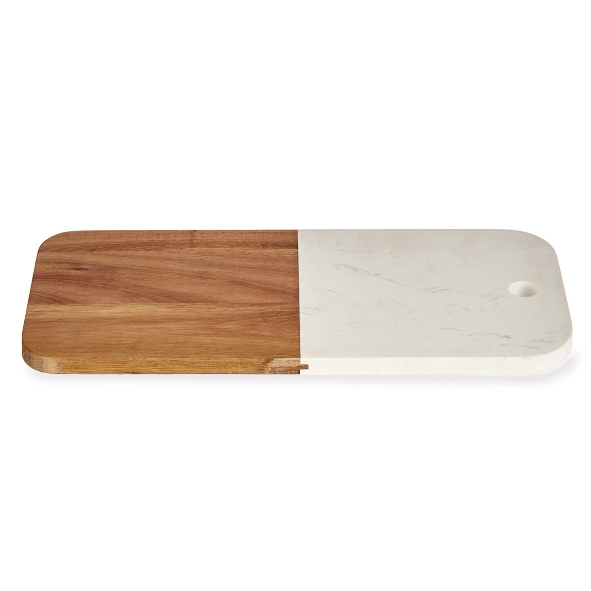 SERVIERBRETT Marmor und Holz 38/18/1,5 cm - Weiß, Holz (18/38cm) - Kinvara