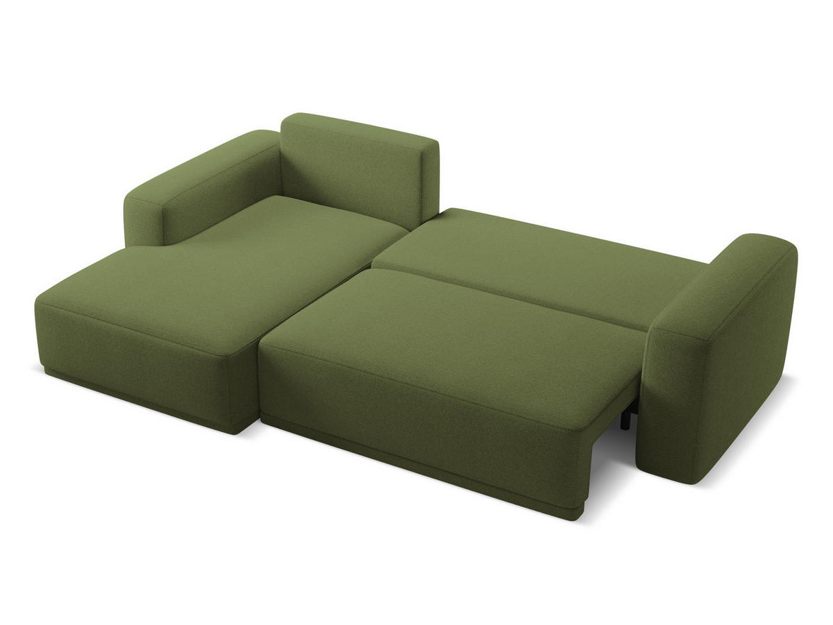 ECKSOFA mit Schlaffunktion Chenille Stoff Grün - Dunkelgrün/Schwarz, Kunststoff/Textil (160/258cm) - Makamii