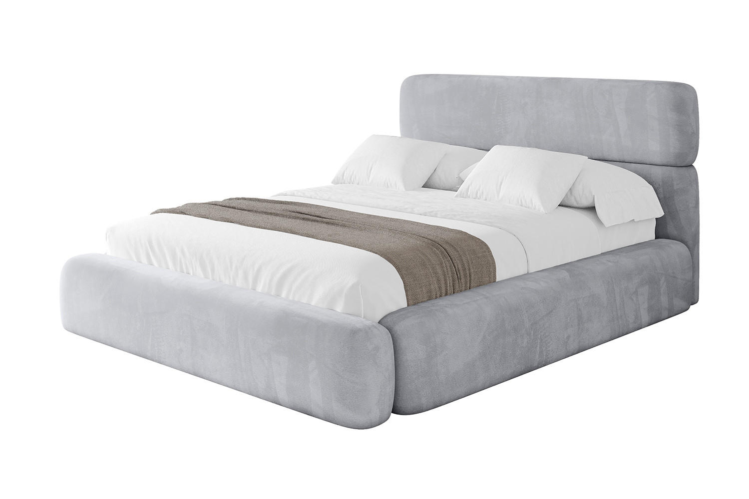 POLSTERBETT mit Bettkasten und Lattenrost, Boxbett ohne Matratze - ENORA 120x200 Hellgrau - Hellgrau, Holzwerkstoff/Textil (120/200cm) - ALTDECOR