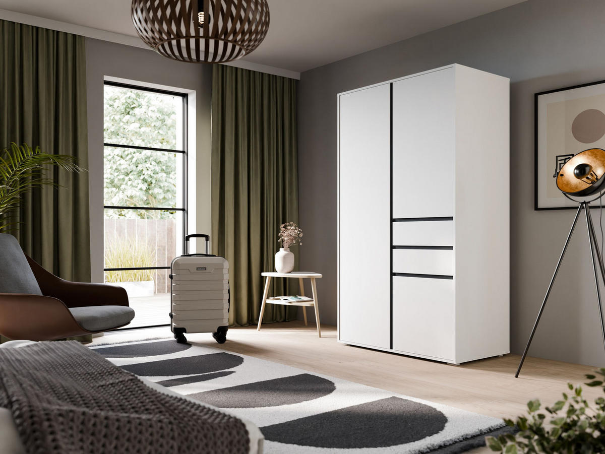 KLEIDERSCHRANK 2-türig FALUN (B/H/T: ca. 100/194/56 cm) in weiß/weiß - Weiß, Holzwerkstoff (100/194/56cm)