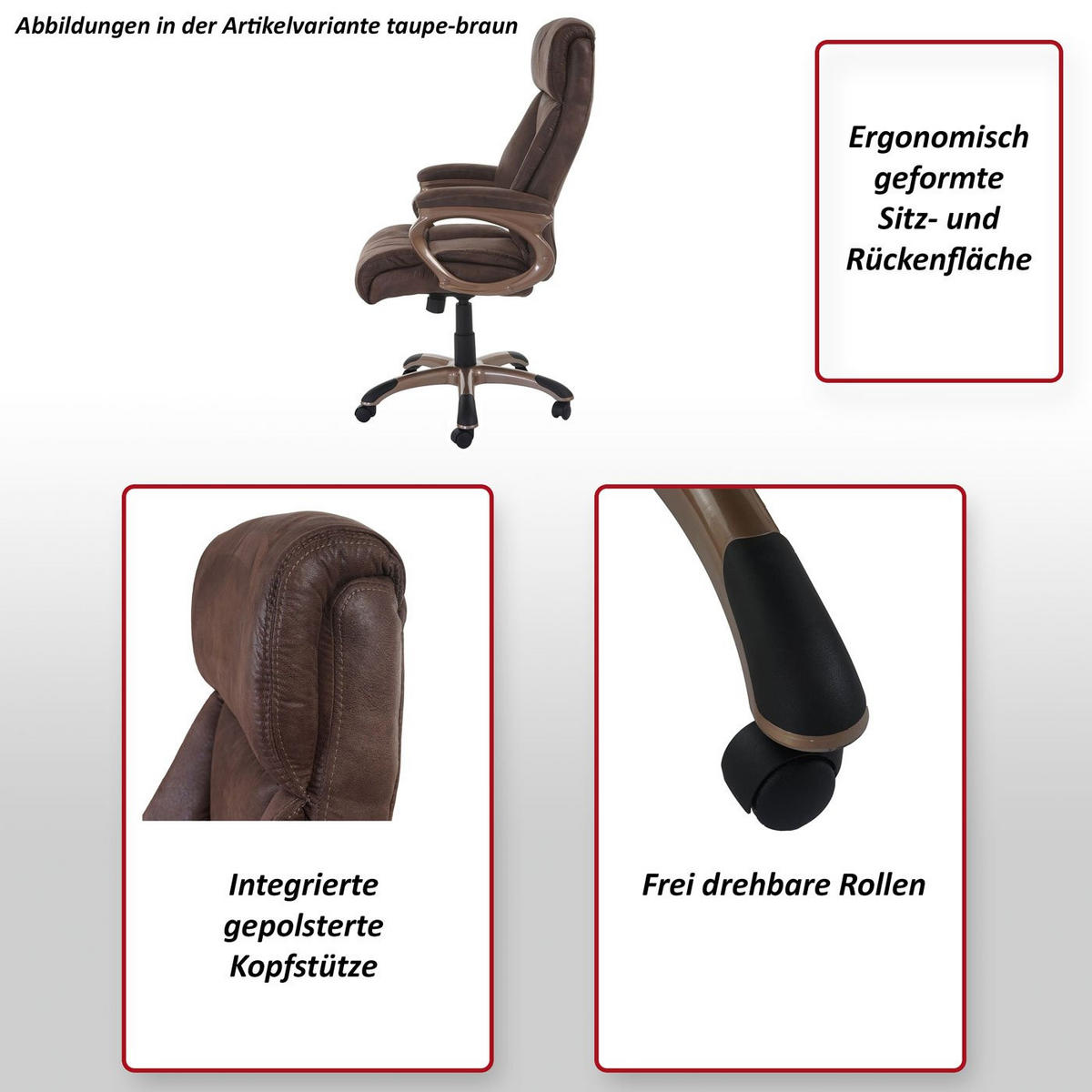 BÜROSTUHL Braun - Taupe/Braun, Textil (68/120/74cm) - MCW