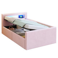 POLSTERBETT 90/200 cm Rosa mit Stauraum und LED-Beleuchtung - Rosa, Textil (90/200cm) - Flora Grace