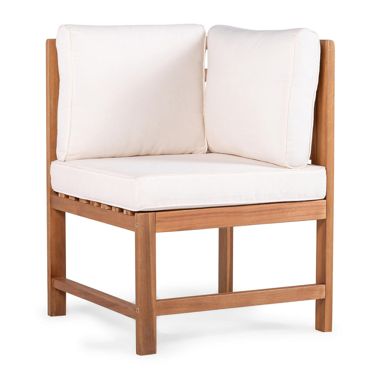 DININGECKELEMENT - Akazie massiv / Polyester - Braun / Beige - Beige/Braun, Holz/Textil - home24