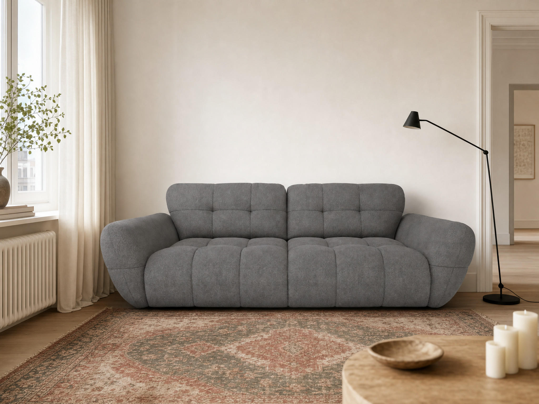 BIGSOFA Vannes Chenille Grau 272/134/68 cm - Anthrazit, Kunststoff/Textil (272/68/134cm) - foamnova