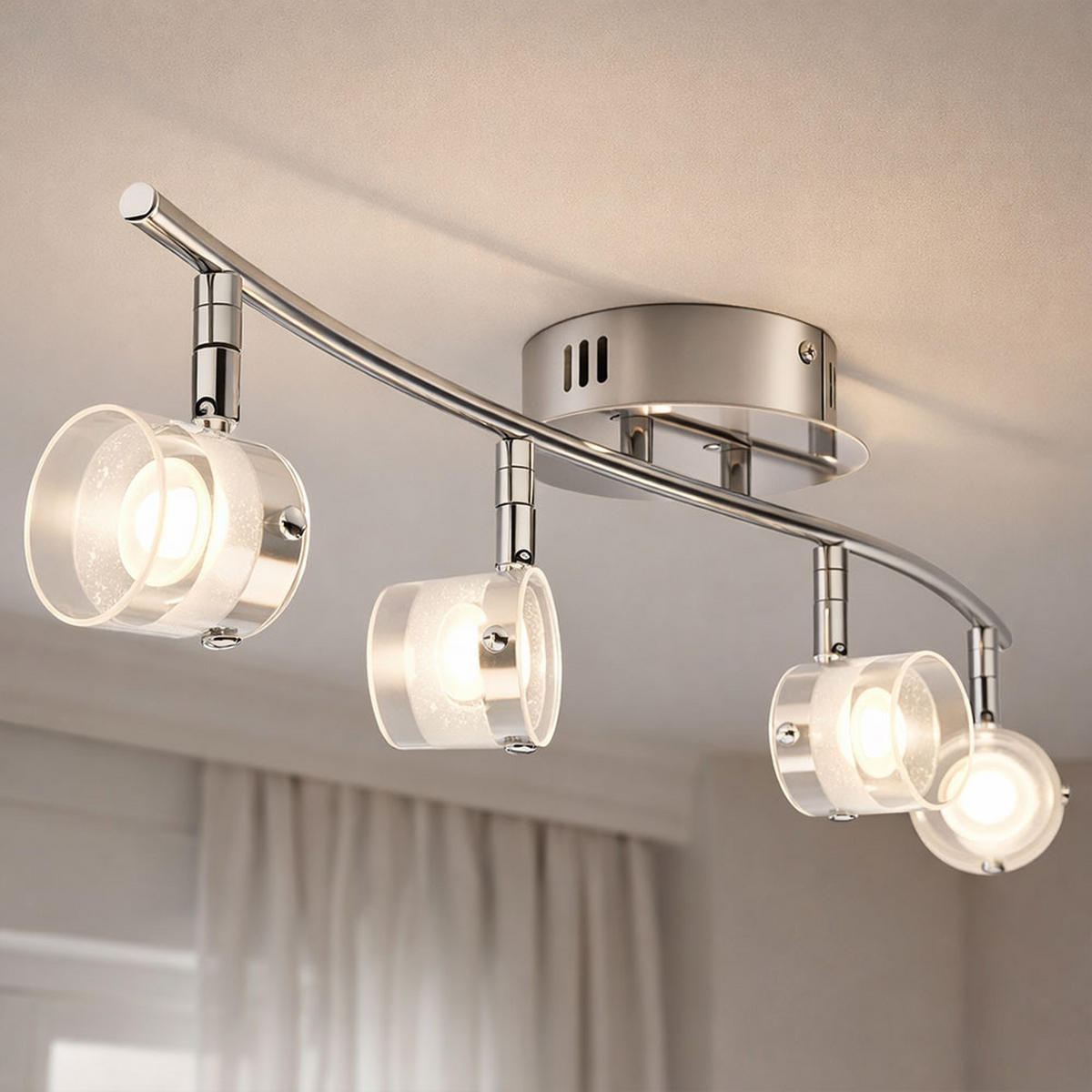 LED DECKENLEUCHTE Ester Aluminium Klar - Silberfarben, Glas (63/12/15cm) - Esto