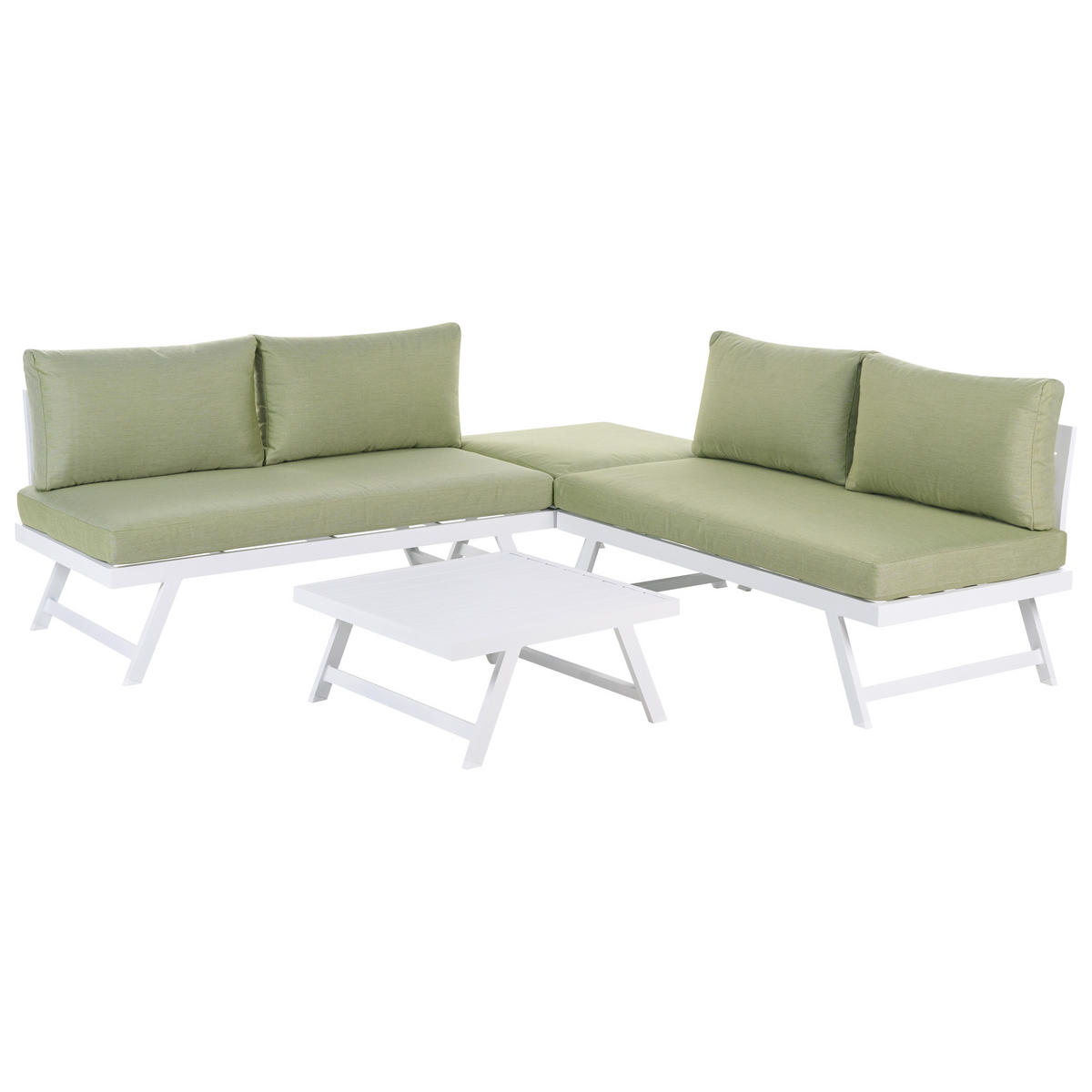 LOUNGE-SET 5-Sitzer Grün Coccorino - Weiß/Grün, Metall - Beliani