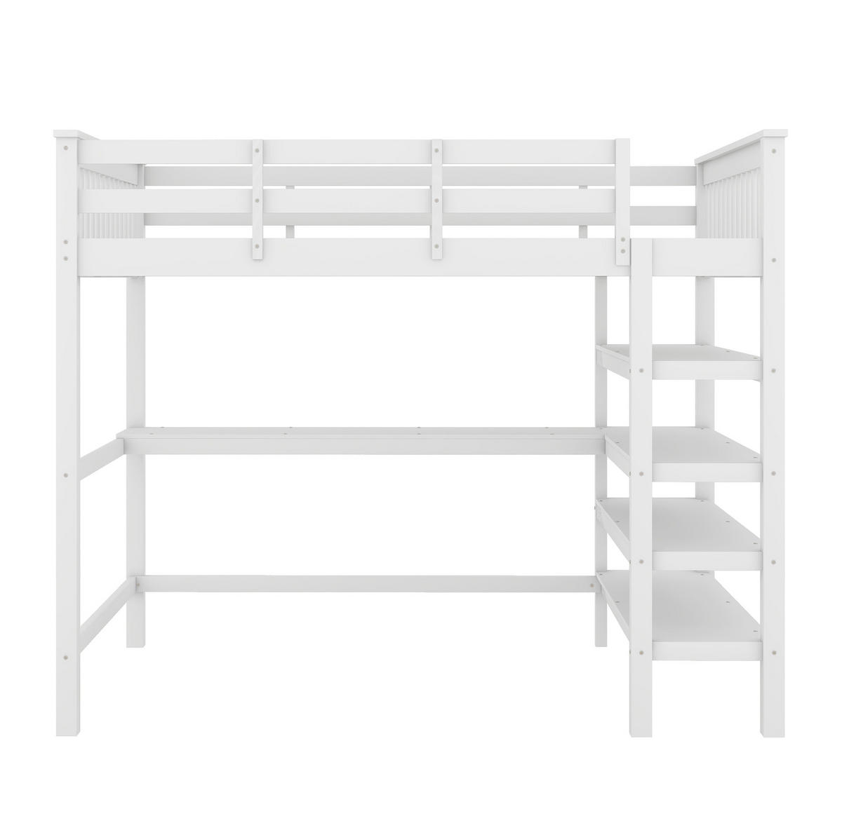 HOCHBETT 140/200 cm aus Kiefernholz und MDF mit Schreibtisch und Regalfächern Weiß - Weiß, Holz (140/200cm) - Modenvie