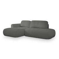 ECKSOFA NUVIRA L-S Grau Boucle-Stoff mit Schlaffunktion - Grau, Holz (274/165cm) - MASSENO