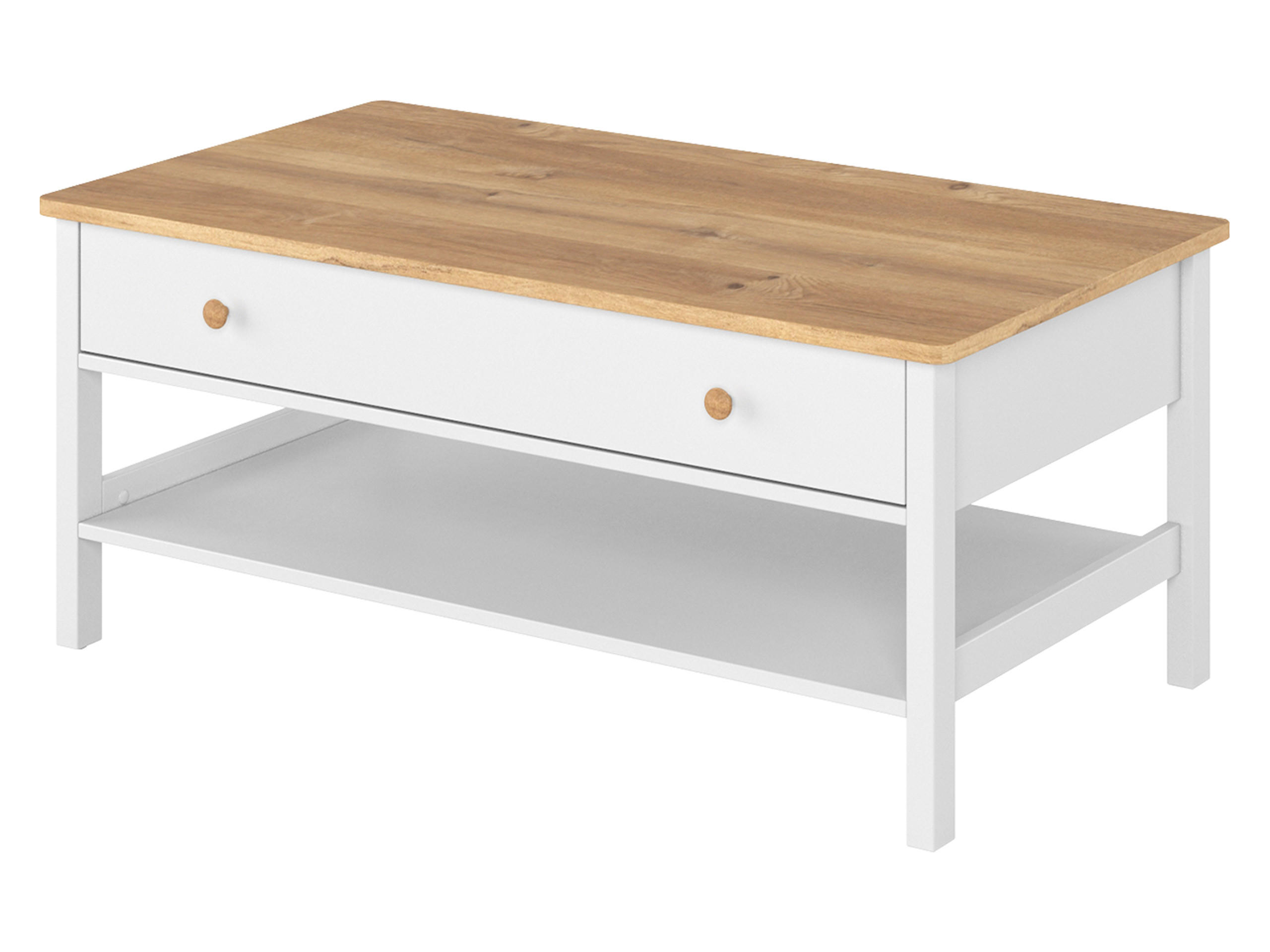 Mirjan24 Couchtisch Weiß, Eiche 110x49x60 cm