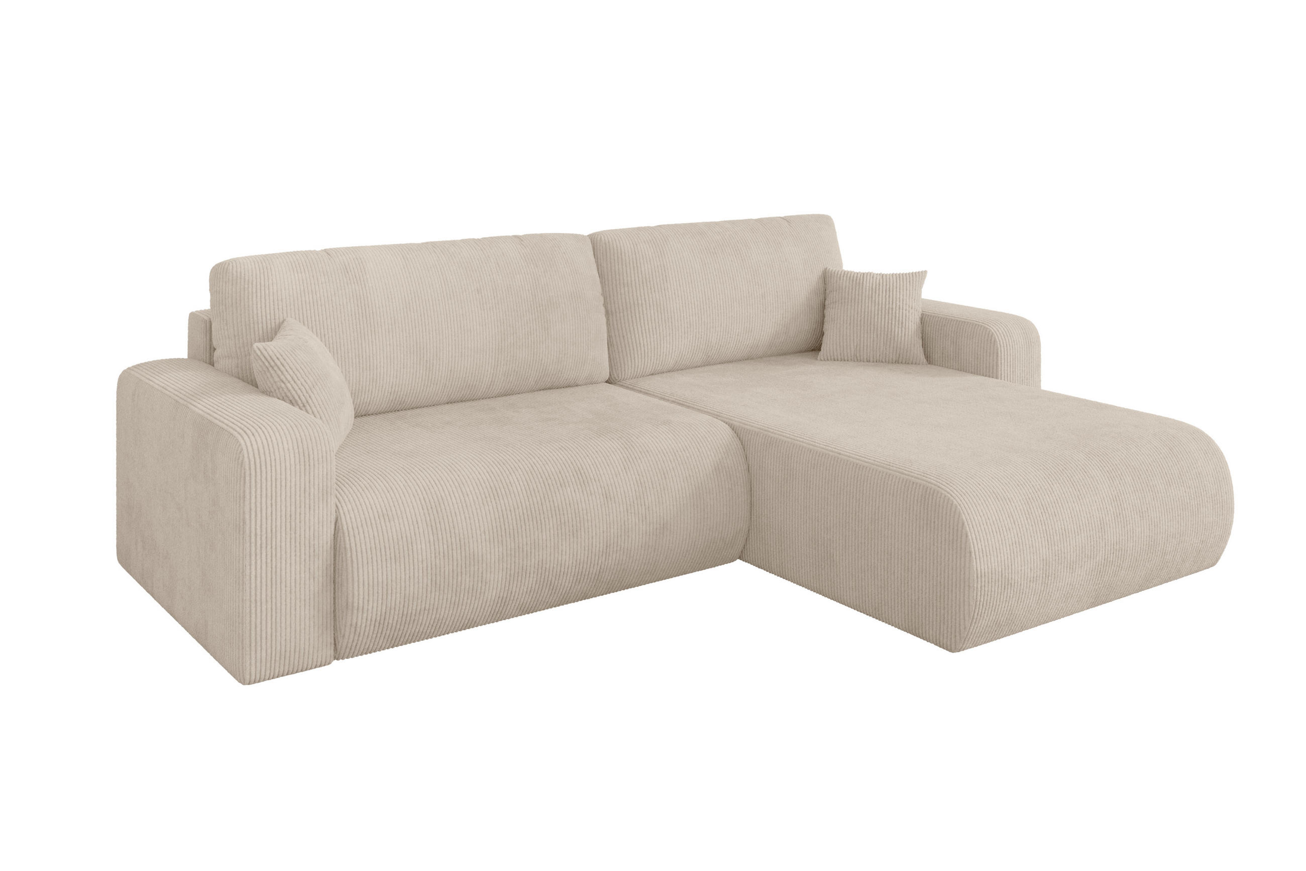 ROHOVÁ SEDAČKA s funkcí spaní, otoman vpravo BERY-L 276x193x88 béžová manšestr - černá/béžová, kompozitní dřevo/textil (276/193cm) - ALTDECOR