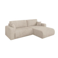 ROHOVÁ SEDAČKA s funkcí spaní, otoman vpravo BERY-L 276x193x88 béžová manšestr - černá/béžová, kompozitní dřevo/textil (276/193cm) - ALTDECOR