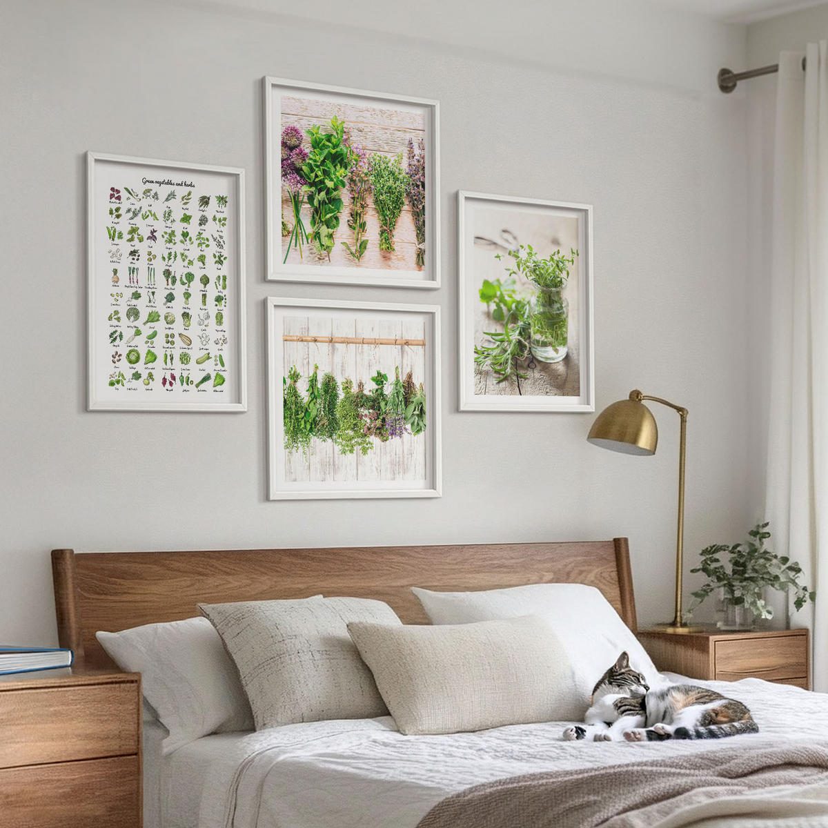 BILDER SET 4er Set - 50x50 cm & 40x60 cm Weißer Rahmen - Getrocknete Kräuter für die Küche - Weiß, Kunststoff (50/50cm) - TULUP