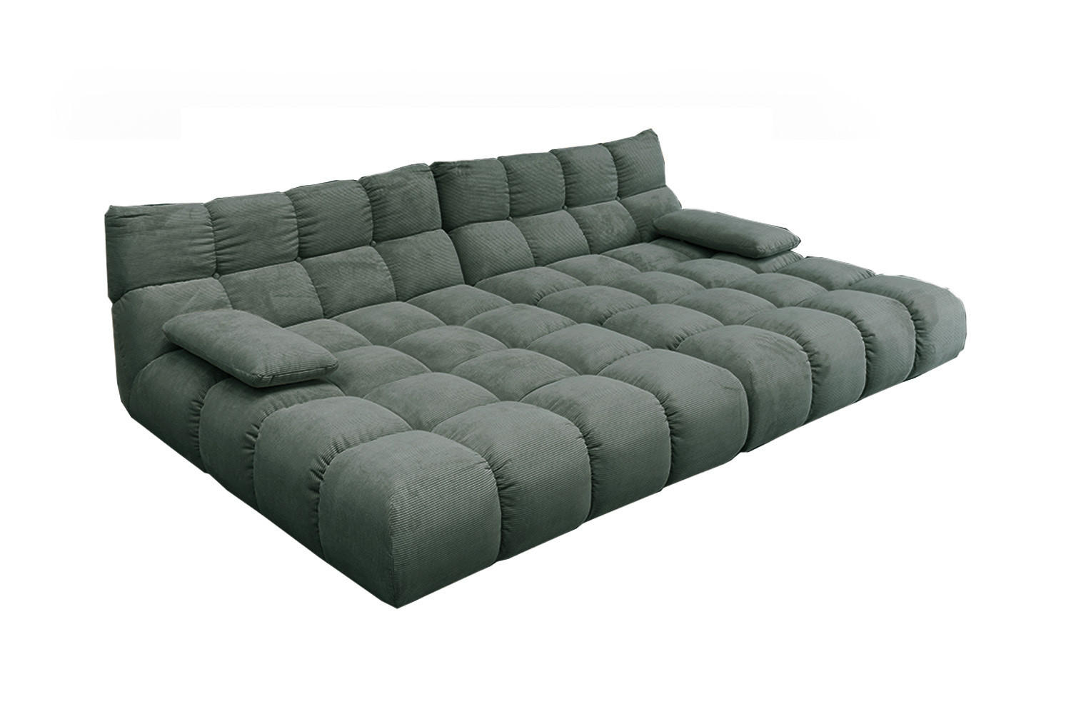 BIG SOFA VIVIEN Smaragdgrün Cord - Smaragdgrün/Schwarz, Kunststoff/Textil (296/85/178cm) - KAWOLA