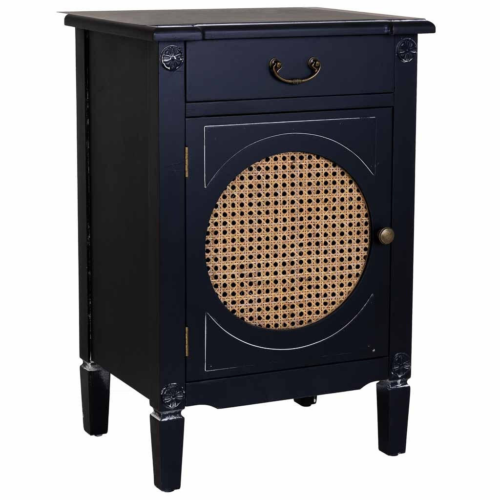 NACHTTISCH aus Holz und Gitter, schwarz, 46x36x68cm - Schwarz, Holz (46/68/36cm) - Wanderlust