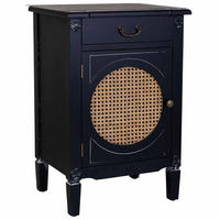 NACHTTISCH aus Holz und Gitter, schwarz, 46x36x68cm - Schwarz, Holz (46/68/36cm) - Wanderlust