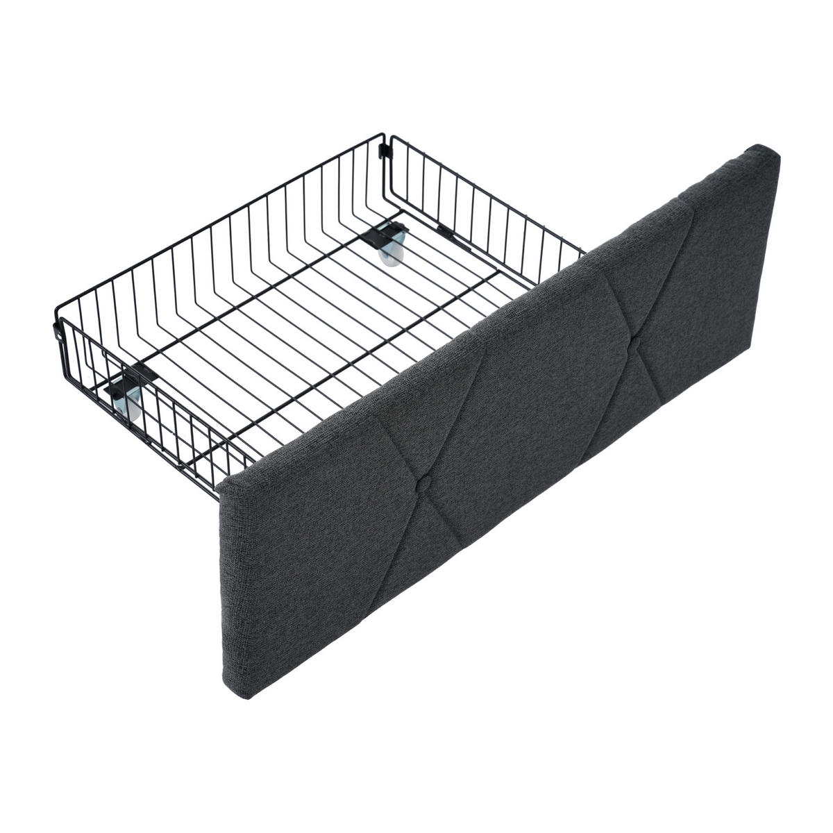POLSTERBETT 140/200 cm DE-01027, in Grau, 4 Schubladen und Matratze - Grau, Metall (140/200cm) - ComfortXL