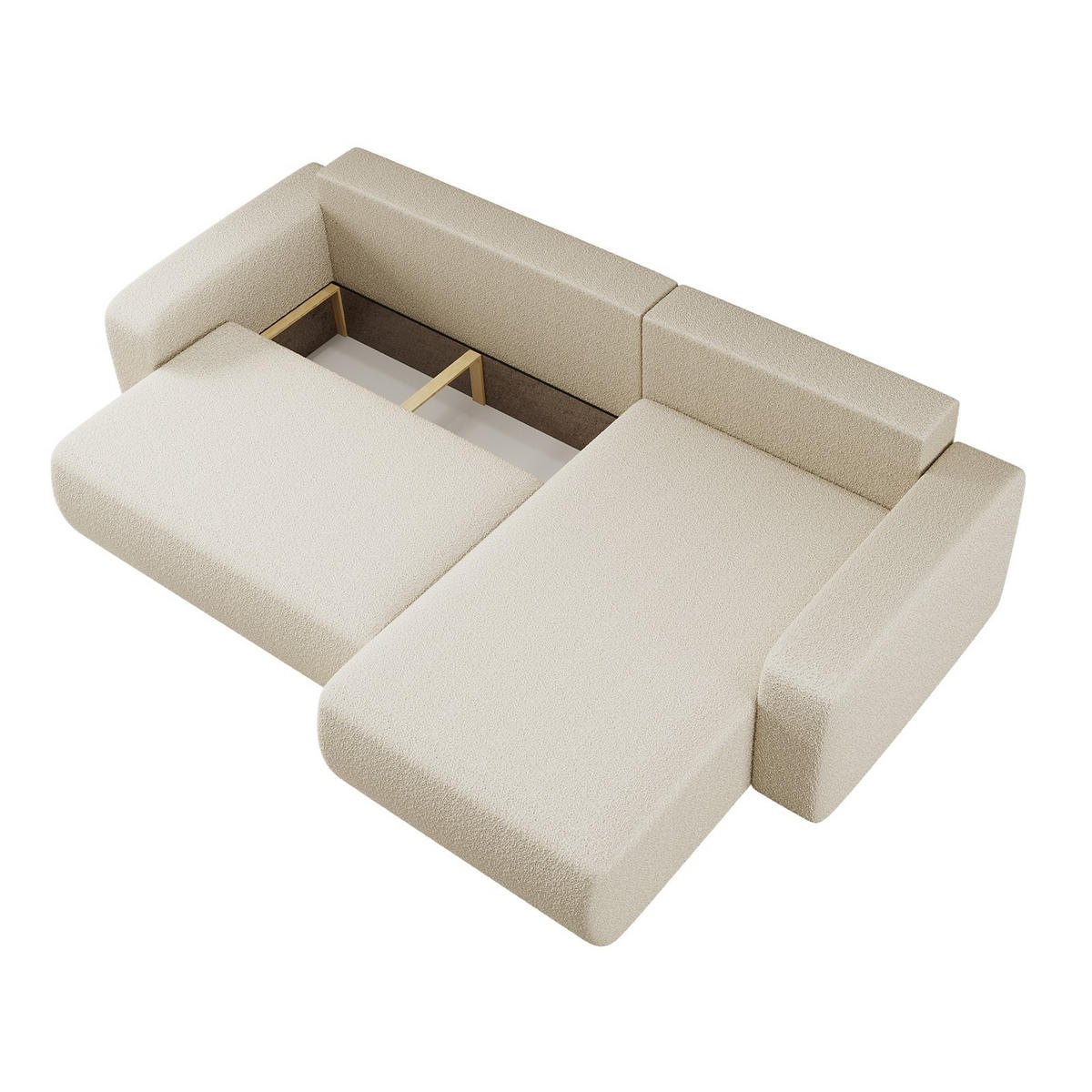SCHLAFSOFA MILANO XL Und Bettkasten Stoff Quelle Ecru Rechts - Ecru, Holz (274/82/145cm) - Kaiser Möbel