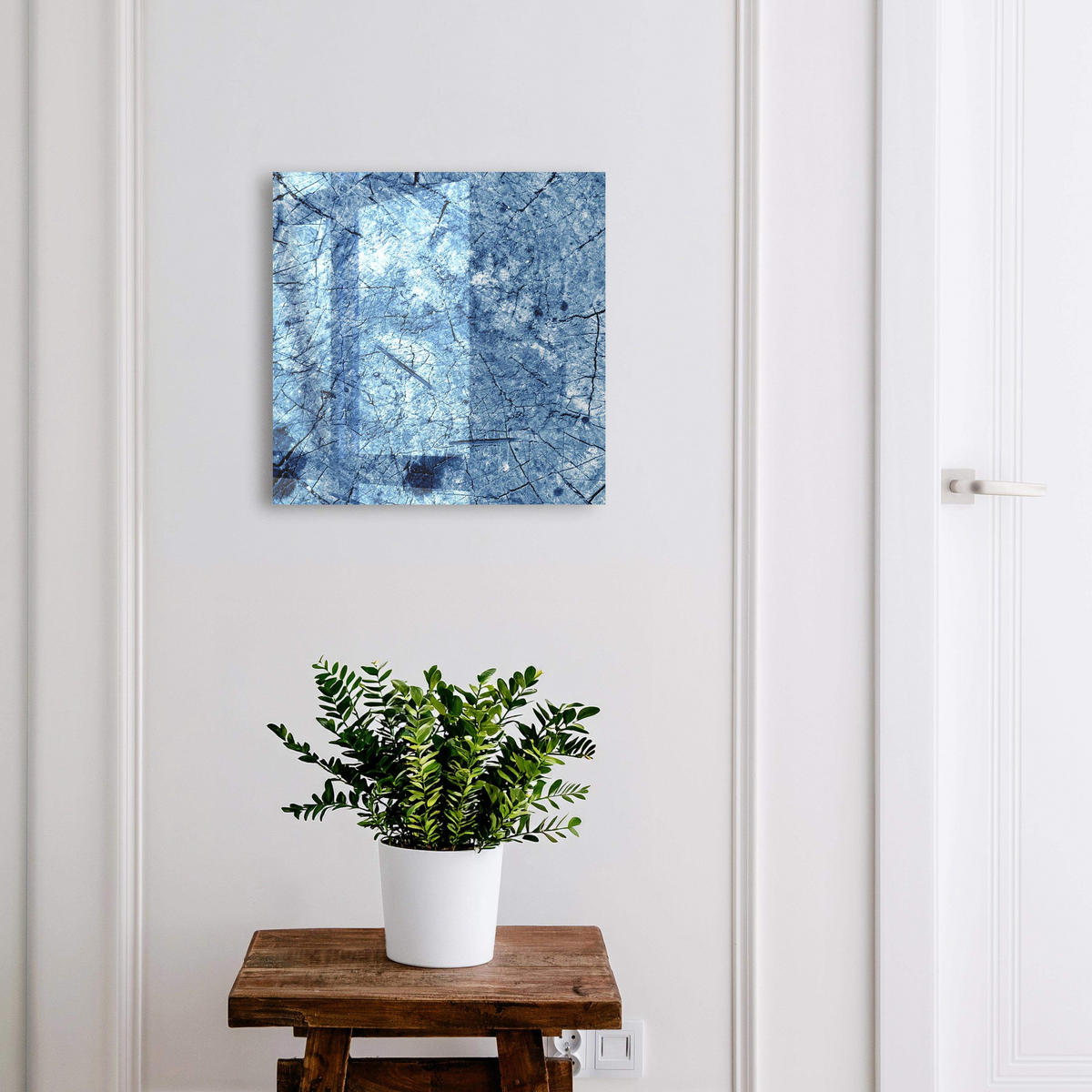 SCHLÜSSELBOX Schwarz 30x30 cm- Türöffnung nach rechts - Blaue Textur - Blau, Metall (30/30/5cm) - TULUP