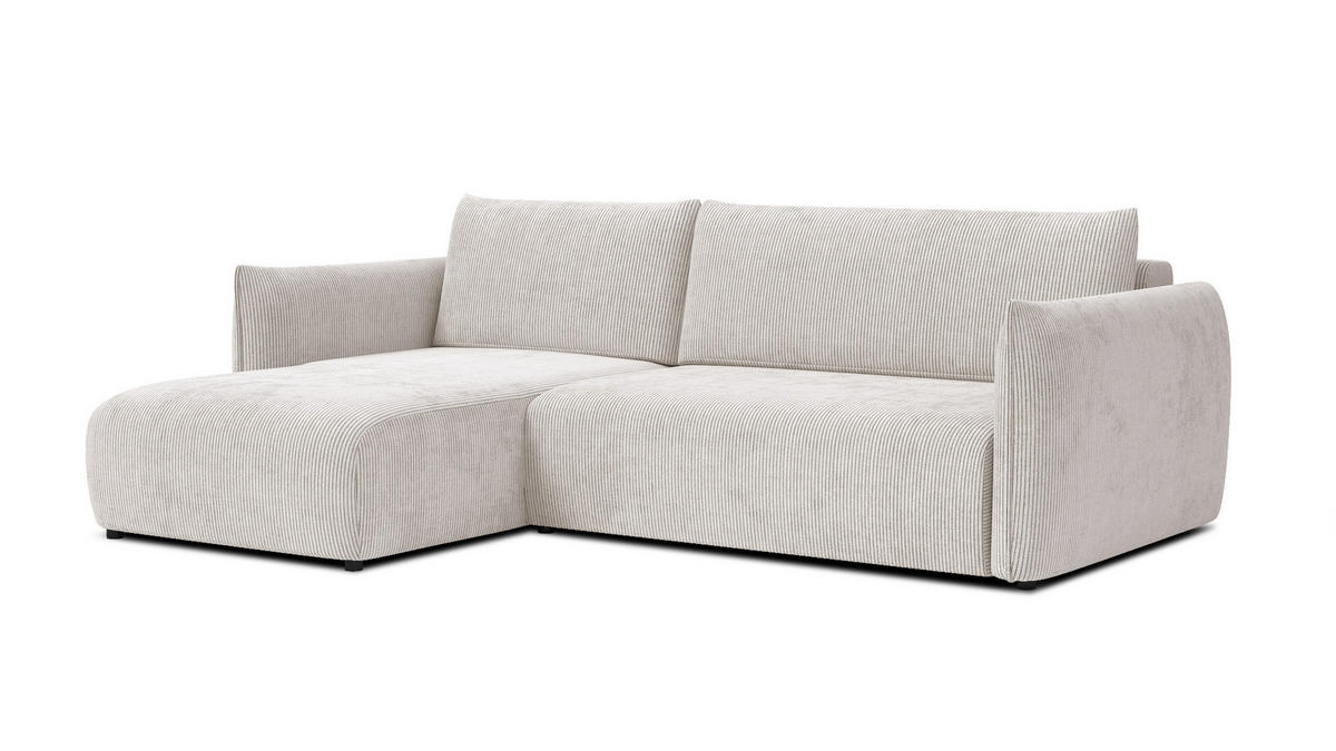 ECKSOFA TAUER 3-Sitzer rechts, perlweiß - Schwarz/Weiß, Holz/Textil (248/173cm) - Courtois Laville