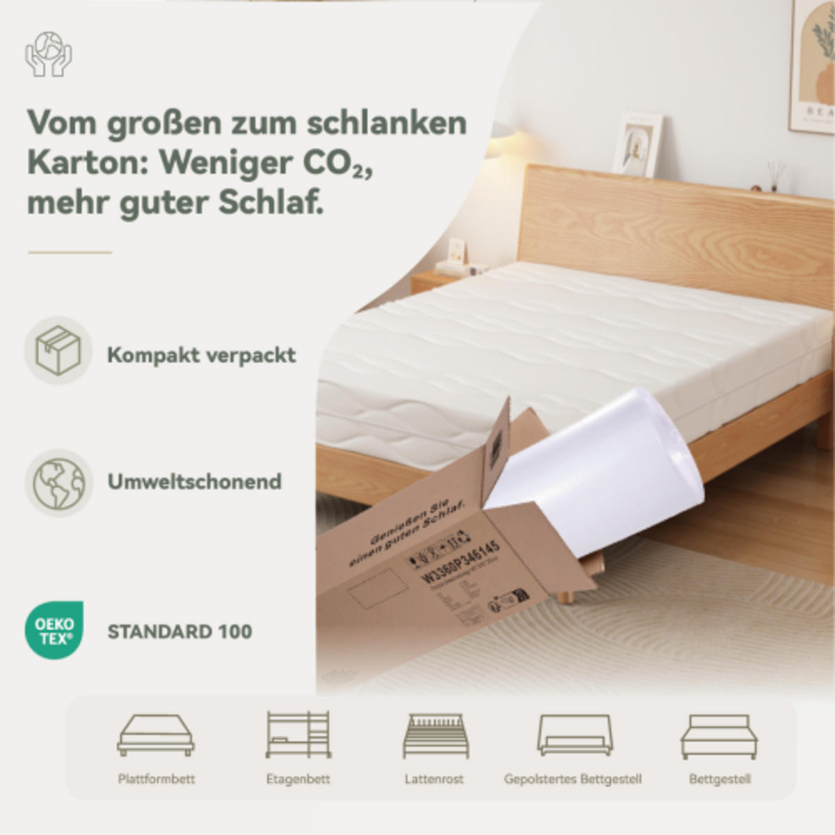 TASCHENFEDERKERNMATRATZE 180×200cm mit 7-Zonen-Schaum, beidseitigem Liegekomfort und abnehmbarem Bezug, weiß & grau - Weiß, Kunststoff - Luhomfu