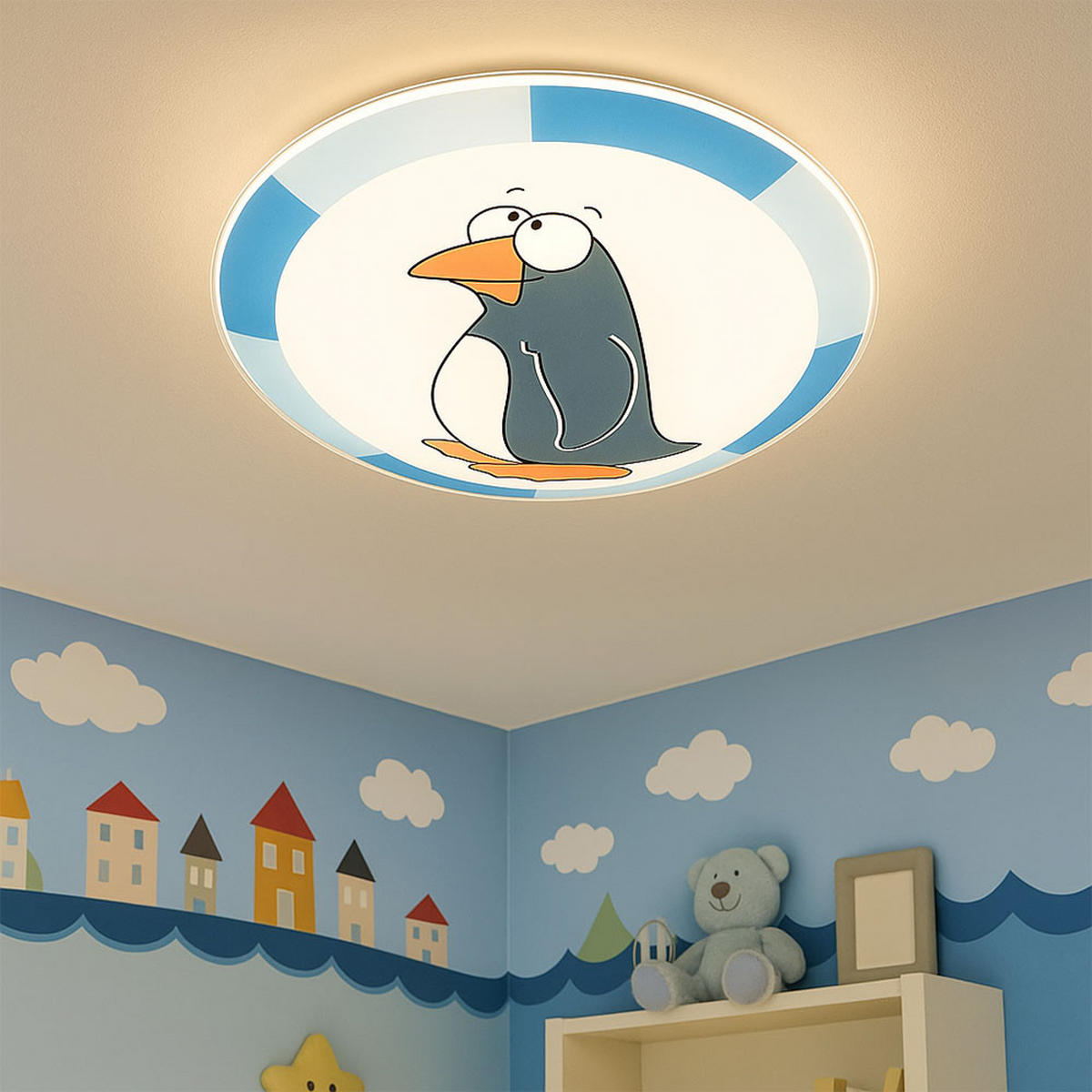 LED WANDLEUCHTE Stahl Glas Blau Weiß - Blau, Glas (25/25/8cm)