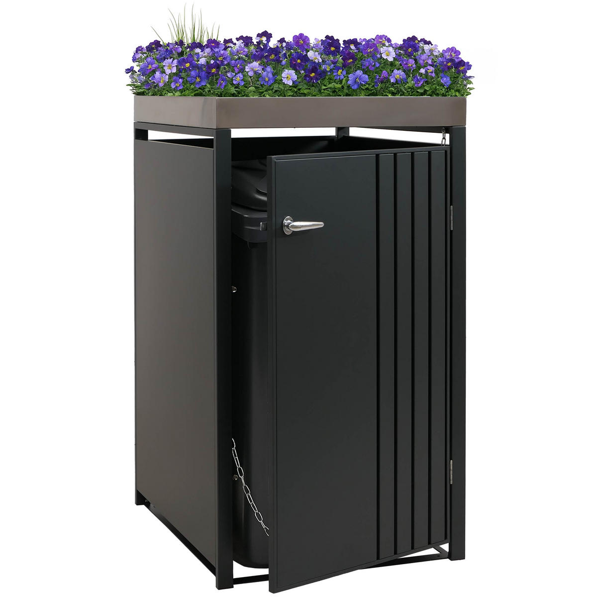 MÜLLTONNENBOX 1er mit Pflanzkasten HxBxT 125x68x84cm Anthrazit - Anthrazit, Metall (68/125/84cm) - PROREGAL