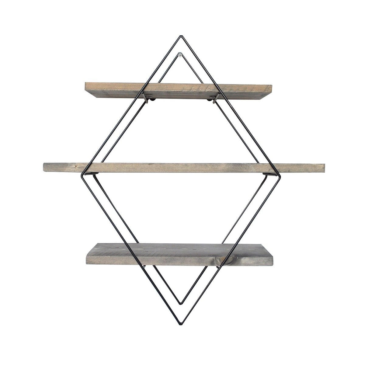 WANDREGAL aus schwarzem Metall und Massivholz 60/14/60 cm - Eichefarben, Holz (14/60/17cm) - Calicosy