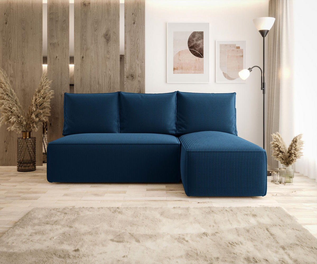 ECKSOFA mit Schlaffunktion SAVIO MINI Poso 05 Rechts - Dunkelblau, Textil (200/140cm) - Bedante