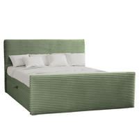 BOXBETT Mit Bettkasten Und Topper TRENTO Stoff Plüsch Cord 160x200 cm Olive H2-Pocket - Olivgrün, Holz/Textil (160/200cm) - Kaiser Möbel