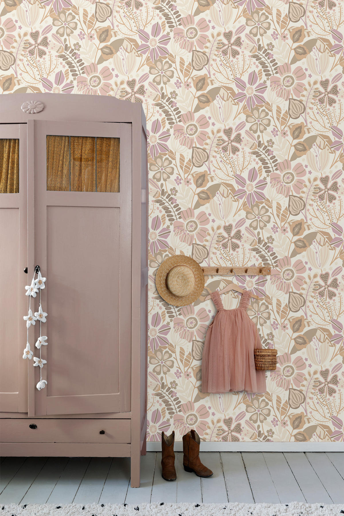 TAPETE Blumenmuster 53 cm x 10.05 m - Lila, Papier (53/1000cm) - ESTAhome