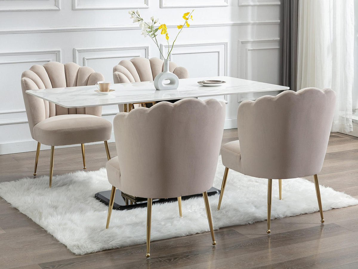 STUHL - 64cm x 65cm - Samt - beige - RUTY - Beige, Textil (64/87/65cm) - Vente-Unique