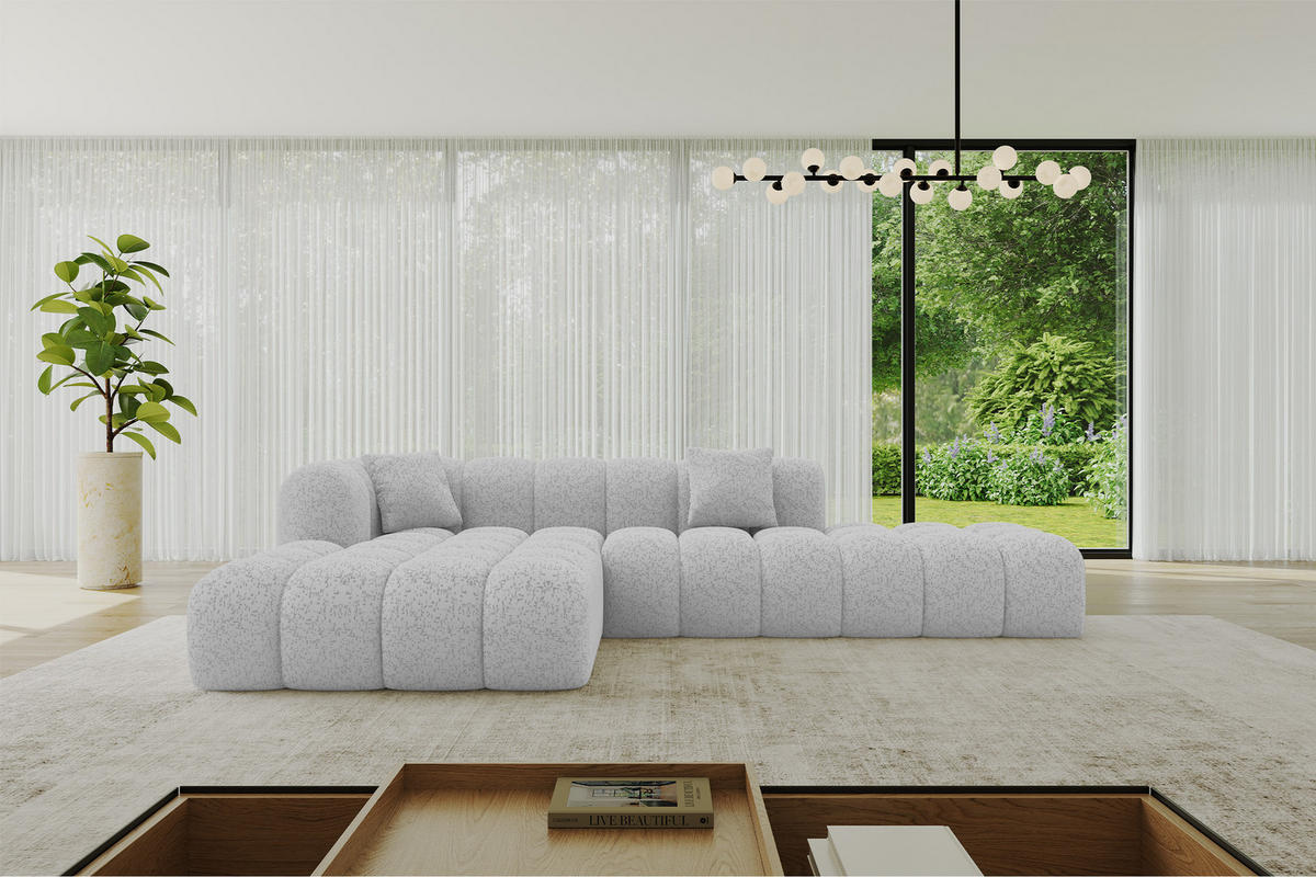 ECKSOFA Ottomane Links OLEA-L2 - 289x176x71 cm Grau - Schwarz/Grau, Holzwerkstoff/Kunststoff (289/176cm)