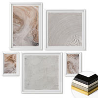 WANDBILDER 5er-Set - 50x50 cm & 20x30 cm & 40x60 cm Weißer Rahmen - Marmorstein-Texturmuster - Weiß, Kunststoff (40/60cm) - ArtPrintCave