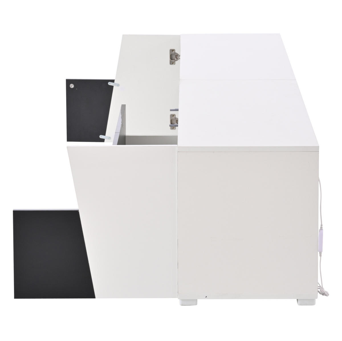 TV-ELEMENT mit LED 180 x 38,5 x 45 cm Hochglanz Schwarz/Weiß - Weiß, Glas (38.5/45/180cm) - Beauniv