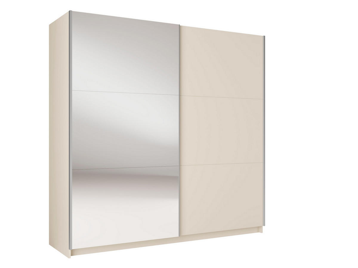 SCHWEBETÜRENSCHRANK BELDEN 200,6/207/55,3cm 2-türig mit Spiegel Sandbeige - Sandfarben, Holzwerkstoff (200.6/207/55.3cm) - MASSENO