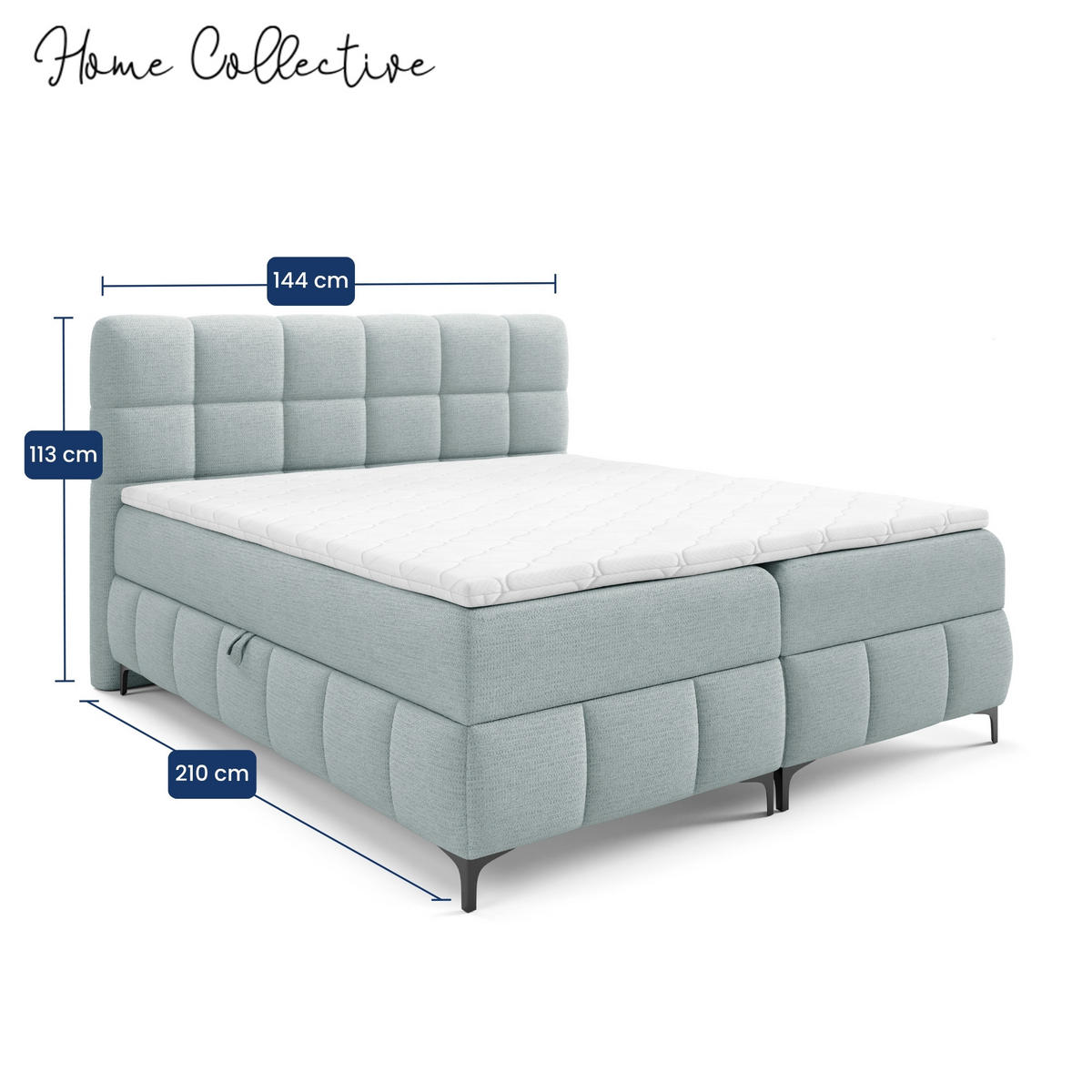 BOXBETT mit Stauraum und Topper 140x200 cm Hellblau - Hellblau, Textil (140/200cm) - Home Collective