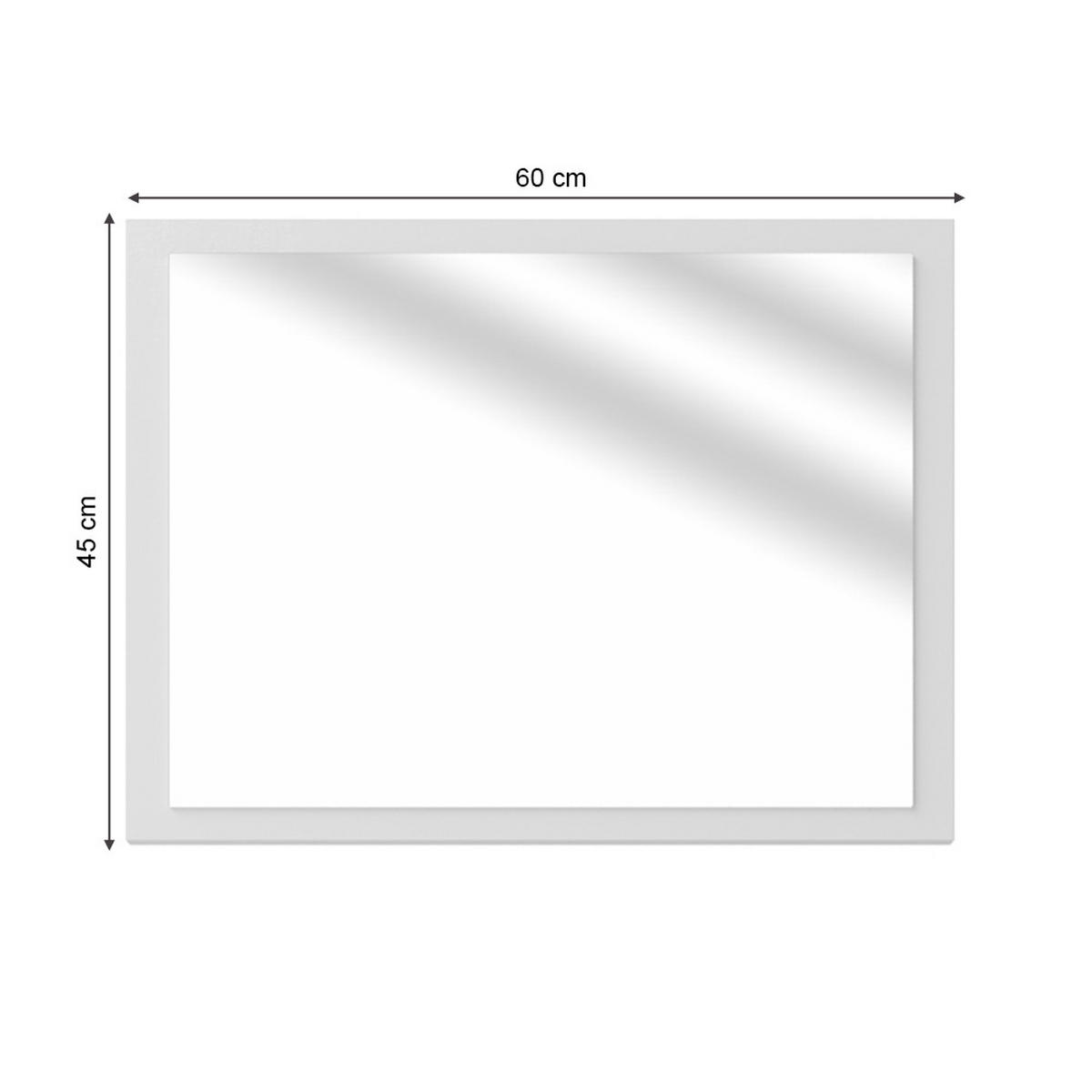 BADEZIMMERSPIEGEL Kiko Weiß Hochglanz 45 x 60 cm - Weiß Hochglanz/Weiß, Glas (45/60/2cm) - Vicco