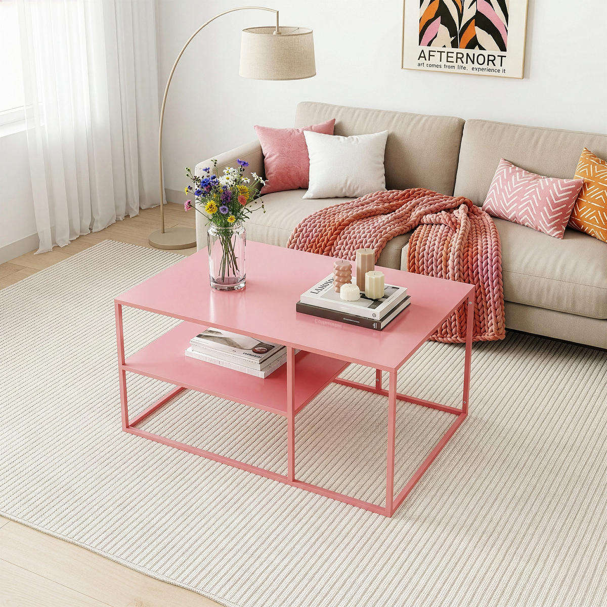 COUCHTISCH Solund 45/90/60 cm - Pink, Metall (60/90/45cm) - [en.casa]