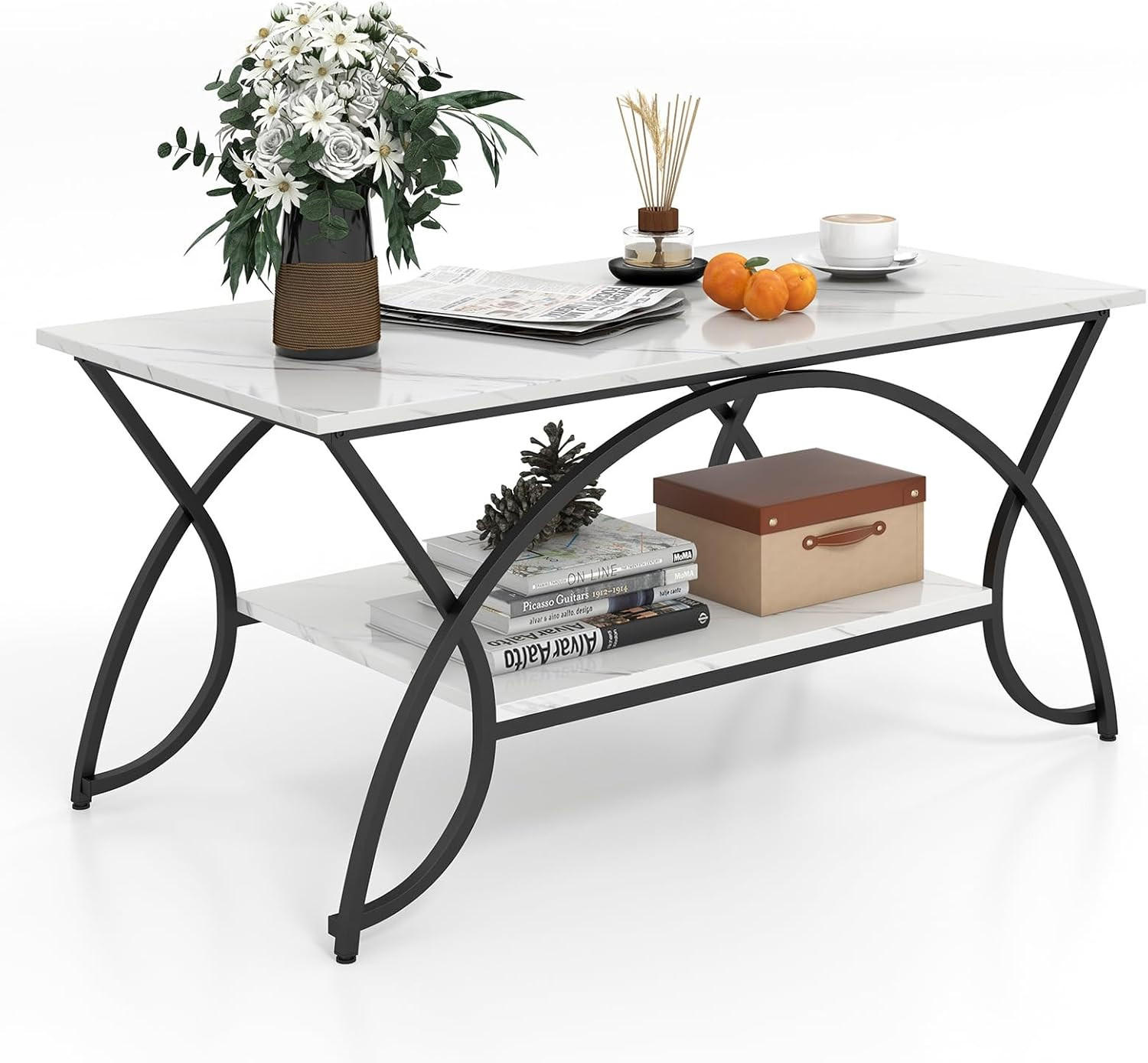 COUCHTISCH Weiß - Weiß, Holz (100/50/45cm) - COSTWAY